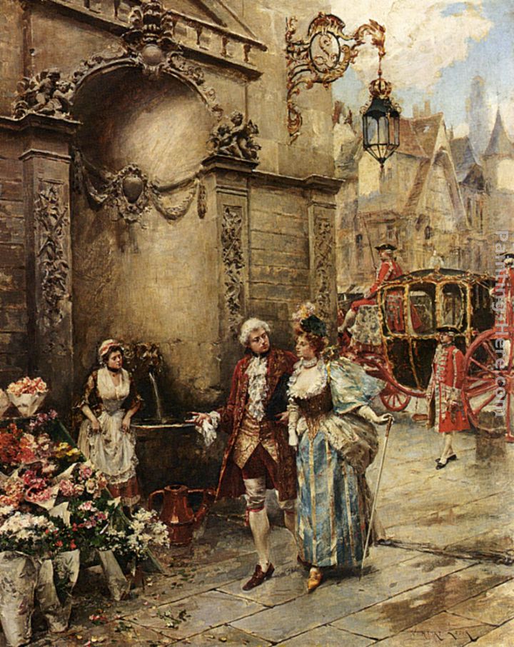 A Visit To The Florist painting - Henri Victor Lesur A Visit To The Florist art painting